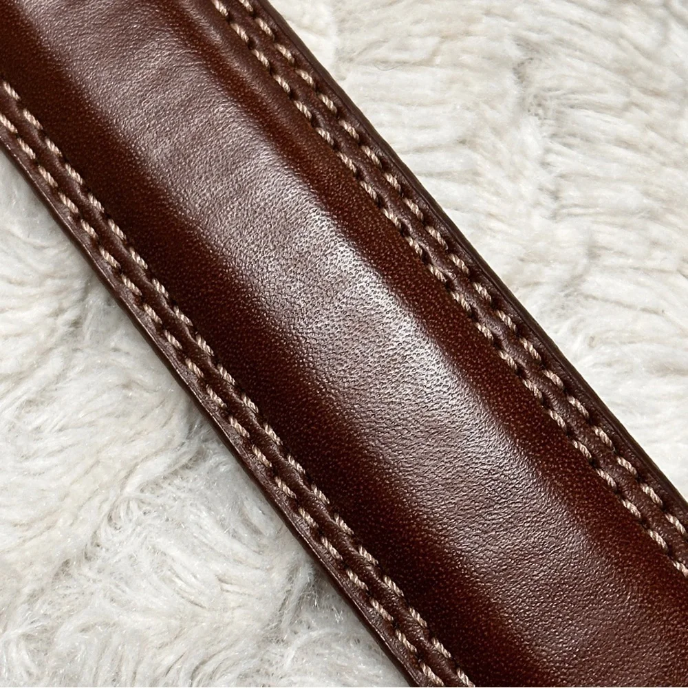 Dockers Genuine Leather Double Stitched Men's Belt  Brown Casual Dress Work